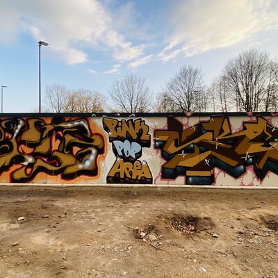 Die Graffiti-Wände am Aasee sind am vergangenen Wochenende gestaltet worden. (Foto: Jugendkunstschule)