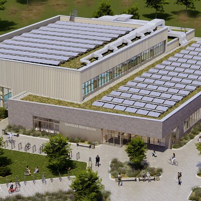 Sportbad Ibbenb&uuml;ren (Vogelperspektive) (Foto: Geising + B&ouml;ker GmbH)