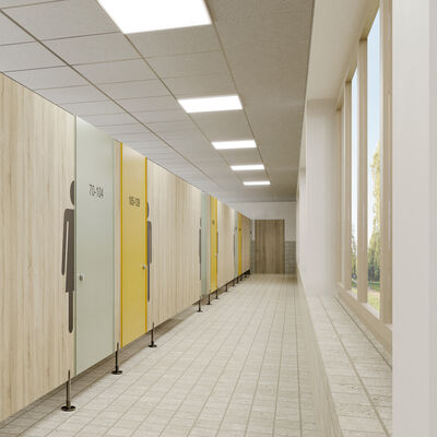 Sportbad Ibbenb&uuml;ren (Umkleidebereich Stiefelgang) (Foto: Geising + B&ouml;ker GmbH)
