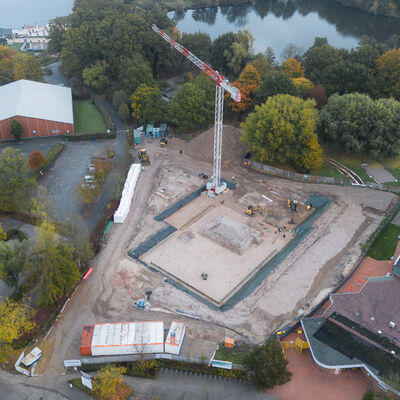 Sportbad Ibbenb&uuml;ren (Baustelle, Oktober 2025) (Foto: Stadt Ibbenb&uuml;ren / Lennart Bode)
