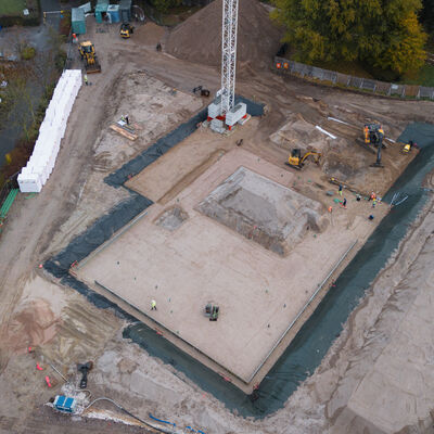 Sportbad Ibbenb&uuml;ren (Baustelle, Oktober 2025) (Foto: Stadt Ibbenb&uuml;ren / Lennart Bode)