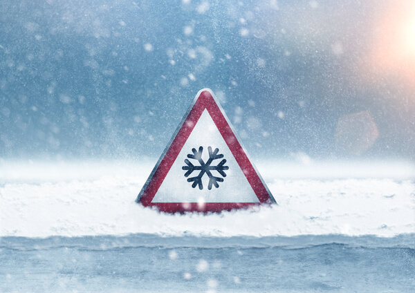 Schneefall Schild