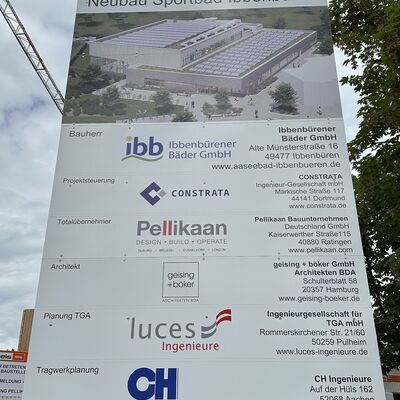 Impressionen vom Richtfest f&uuml;r das neue Schul- und Vereinsschwimmbad (Foto: Stadt Ibbenb&uuml;ren / Andr&eacute; Elshoff)
