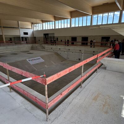 Impressionen vom Richtfest f&uuml;r das neue Schul- und Vereinsschwimmbad (Foto: Stadt Ibbenb&uuml;ren / Andr&eacute; Elshoff)