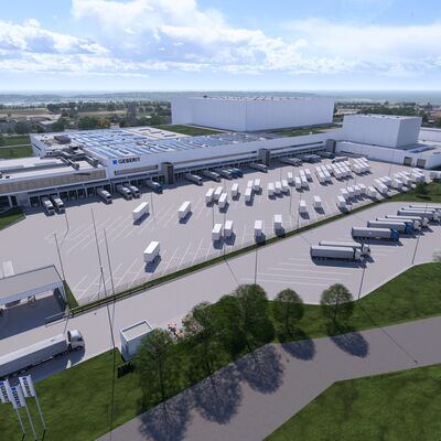 Das neue Distributionszentrum der Geberit Gruppe entsteht auf einem rund 180.000 Quadratmeter gro&szlig;en Grundst&uuml;ck im I-NOVA Park. (Foto: Geberit Gruppe)