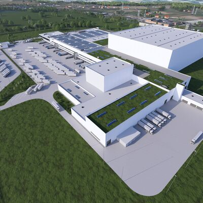 Das neue Distributionszentrum der Geberit Gruppe entsteht auf einem rund 180.000 Quadratmeter gro&szlig;en Grundst&uuml;ck im I-NOVA Park. (Foto: Geberit Gruppe)
